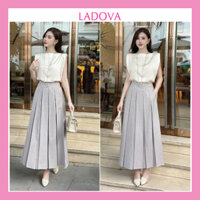 Chân váy xếp ly dáng dài qua gối bồng xòe có túi chất Thái chéo mềm mát phong cách công sở hàn quốc đi làm đi chơi CV96