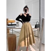 Chân váy xếp ly dáng dài qua gối - Chân váy xòe dài xếp li công sở, đi học đi chơi cực xinh
