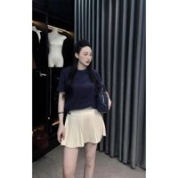 Chân Váy Xếp Ly Dáng Ngắn Chất Dạ Lưng Cạp Cao Kèm Tag Xinh Xắn QCCC Cao Cấp