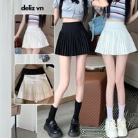 Chân váy xếp ly dáng ngắn, Quần váy tennis điệu đà lưng cao cạp khóa vải tuyết mưa loại 1 deliz