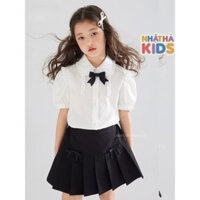 Chân váy xếp ly đính nơ cho bé gái size đại từ 14-45kg B1 NHẬT HÀ thiết kế cạp chun cho bé đi học, đi chơi.