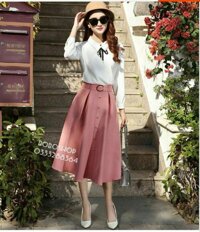 Chân Váy Xếp Ly Kèm Belt Nana - Hồng - L