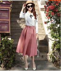 Chân Váy Xếp Ly Kèm Belt Nana - Hồng - M