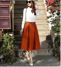 Chân Váy Xếp Ly Kèm Belt Nana - Cam Đất - L