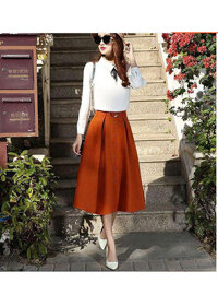 Chân Váy Xếp Ly Kèm Belt Nana - Cam Đất - XL
