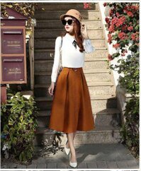 Chân Váy Xếp Ly Kèm Belt Nana - Nâu - S