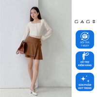 Chân váy xếp ly kết hợp tà đắp thời trang GAGO màu nâu GO4176