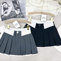 Chân váy xếp ly phối eo trắng chân váy xòe hotgirl