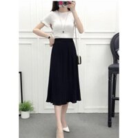 Chân váy xếp ly vải voan