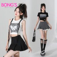 Chân Váy Xếp Ly Viền Trắng Khóa Kéo 2 Lớp Dày Dặn, Chân Váy Tennis Dáng Xòe Tiểu Thư Phối Viền Trắng CV24B
