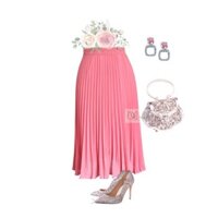 Chân váy xếp ly voan cát mẫu maxi màu Hồng