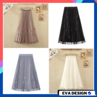 Chân váy xếp ly voan đính ngọc và nơ vô cùng dễ thương chân váy midi xếp ly 2 lớp bồng bềnh CV40 phù hợp đi chơi đi tiệc