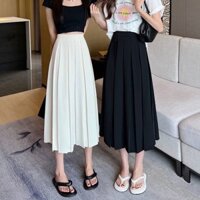 Chân váy xếp ly xòe dáng dài hai lớp tôn dáng phong cách Hàn Quốc công sở đi chơi (ảnh thật)