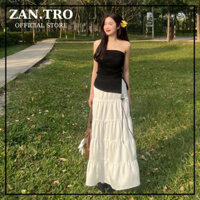 Chân váy xòe 5 tầng đính dây nơ ZANTRO Chân váy dài maxi lưng chun hottrend 378