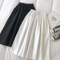 Chân váy xòe bigsize nữ dài qua gối dáng chữ A vải lụa chéo mềm mại lưng chun co giãn cho các nàng chuppy - CV15