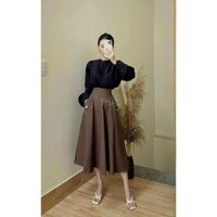 Chân váy xoè cạp cao có túi hàng QC loại 1