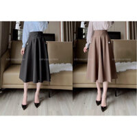 Chân váy xòe dài nhấn eo bản to bồng bềnh thanh lịch và sang trọng dài 68-70cm qua gối có túi 2 bên