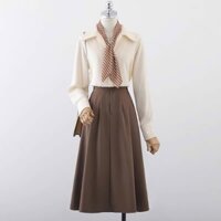 Chân Váy Xòe Khóa TRƯỚC kèm CÚC Bồng Bềnh dài 75cm phong cách Tiểu Thư