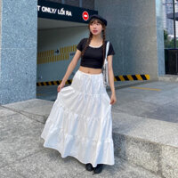 Chân Váy Xoè Màu Trắng Có Cột Nơ Tặng Kèm Scrunchies | Trouvaille