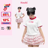 Chân váy xòe tầng xinh xắn quần giả váy phối nơ 2 lớp Kauki dáng yêu QV5