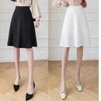 Chân váy xoè trơn dài 60 cm ngang gối có túi mổ 2 bên sườn, mã CV26