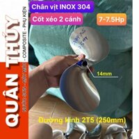 chân vịt inox 304 Không Rỉ 7hp - Cốt xéo 2 cánh - thương hiệu AB lỗ ren 14mm - Chân Vịt Chạy Thuyền, Xuồng, máy xăng
