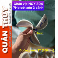 chân vịt inox 304 Không Rỉ 7hp - Cốt xéo 3 cánh - thương hiệu AB lỗ ren 14mm - Chân Vịt Chạy Thuyền, Xuồng, máy xăng