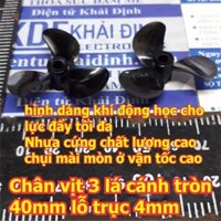 chân vịt tàu thủy mô hình 3 lá, 3 cánh màu đen bóng nhựa cứng (bộ 2 cánh thuận nghịch) 40mm, lỗ trục 4mm kde5476