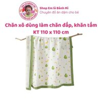 Chăn xô 6 lớp siêu thấm nước dùng làm chăn đắp, khăn tắm, quấn bé từ sơ sinh đến 5 tuổi kích thước 110x110cm