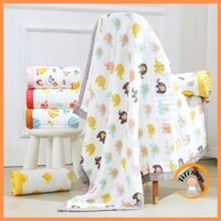 Chăn xô cho bé, Chăn xô 6 lớp cotton cao cấp mềm mại, họa tiết nhiều hình xinh xắn,bo viền kích thước 110*110 cho bé