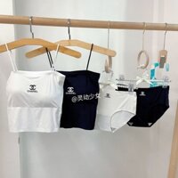 Chanel2563 Áo Thể Thao Quần Lót + Quần Bộ Băng Lụa Chất Liệu Yoga Mặc Ngoài Bộ Đồ Lót Thể Thao