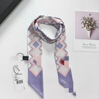 Chanel3618 Streamer Phong Cách Mới Camellia Đen Trắng Khăn Lụa In Hình Dây Buộc Tóc Trang Trí Túi Khăn Tay Cầm