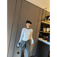 Chanel7028 Phong Cách Mới Cổ Tròn Dài Tay Ôm Hơn Áo Thun Nữ