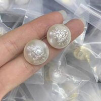 Chanel99 Bông tai phong cách mới Bông tai ngọc trai Bông tai kim bạc đơn giản