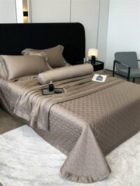 (CHANGA) Bộ chăn ga Tencel 120s Lovewe, màu nâu – bộ