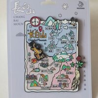 Changbai Mountain Bản đồ bán chạy Điểm tham quan Nhãn dán tủ lạnh, Thủ công trượt, Thiết kế phong cách hoạt hình gọn gàng sạch sẽ
