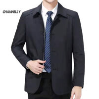 Channelly Mùa Xuân Áo Khoác Nam Blazer Áo Khoác Nam Thời Trang Xuân Thu Công Sở Blazer Phù Hợp Với Áo Khoác Dài Tay Cổ Tròn Cổ Áo Khoác Đơn Màu Trơn Cho Đông Nam