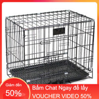 (Channsusu Pet Shop) Lồng chuồng sơn tĩnh điện vân đá cao cấp 60 gấp gọn cho chó mèo thú cưng