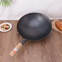 CHẢO Á THÉP ĐEN CHỐNG DÍNH - TAY CẦM GỖ CHỐNG NÓNG SIZE 32, 36, 40CM