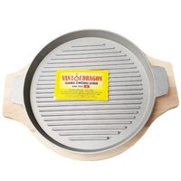 Chảo BBQ nướng bằng nhôm đúc kèm đế lót gỗ Vạn Lợi