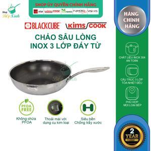 Chảo Blackcube inox 3 lớp đáy từ chống dính Kims Cook - 26cm