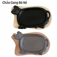 Chảo Bò Né Gang-Bò Né Gang Kèm Đế Gỗ Chống Dính-Không Chống Dính