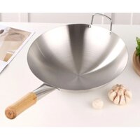 Chảo Cầm Tay INOX Cán Gỗ _Quánh INOX Cao Cấp Size Từ 30cn Tới 45cm