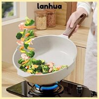 Chảo chiên đá LANHUA, Dễ dàng làm sạch có nắp Chảo chống dính, Bếp Gas từ 20 / 24 / 28 / 30cm bền bỉ
