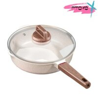 Chảo chiên đá PTOYS, Dễ dàng làm sạch có nắp Chảo chống dính, Dụng cụ nấu ăn nhà bếp bền bỉ 20 / 24 / 28 / 30cm Bếp điện từ Bếp Gas