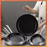 Chảo Chiên Rán INOX Cao Cấp Chống Dính 2 Đáy Dùng Được Bếp Từ Nhiều kích thước (TV514)