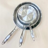 Chảo Chiên Rán Inox Cao Cấp Dày 3 Lớp Dùng Bếp Từ, Chảo Cạn Chiên Xào Oyatton OYT316 OYT320 OYT38