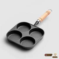 Chảo Chiên Rán Trứng Làm Bánh 3 Ngăn 4 ngăn Bằng Gang Đúc Thủ Công Chống Dính Loại Đáy Từ Dùng Mọi Loại Bếp
