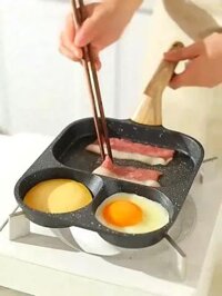Chảo chiên rán trứng lớn làm bánh 3 ngăn lớn chống dính khuôn chảo hình tròn dùng được bếp từ