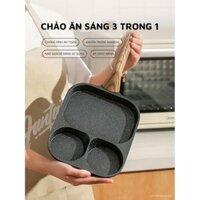 Chảo chiên rán trứng lớn làm bánh 3 ngăn lớn chống dính khuôn chảo hình tròn dùng được bếp từ